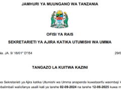 MAJINA ya Wailioitwa Kazini Utumishi August 2025