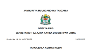 MAJINA Walioitwa Kazini 25 September 2025
